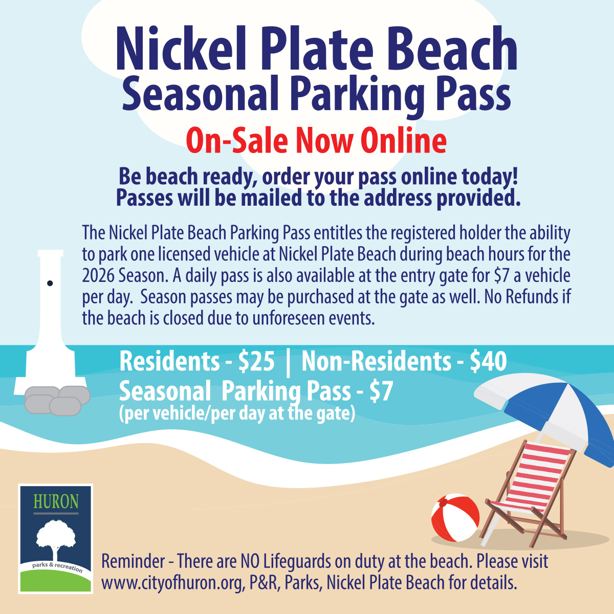 Nickel Plate Beach Parking Pass Available Online